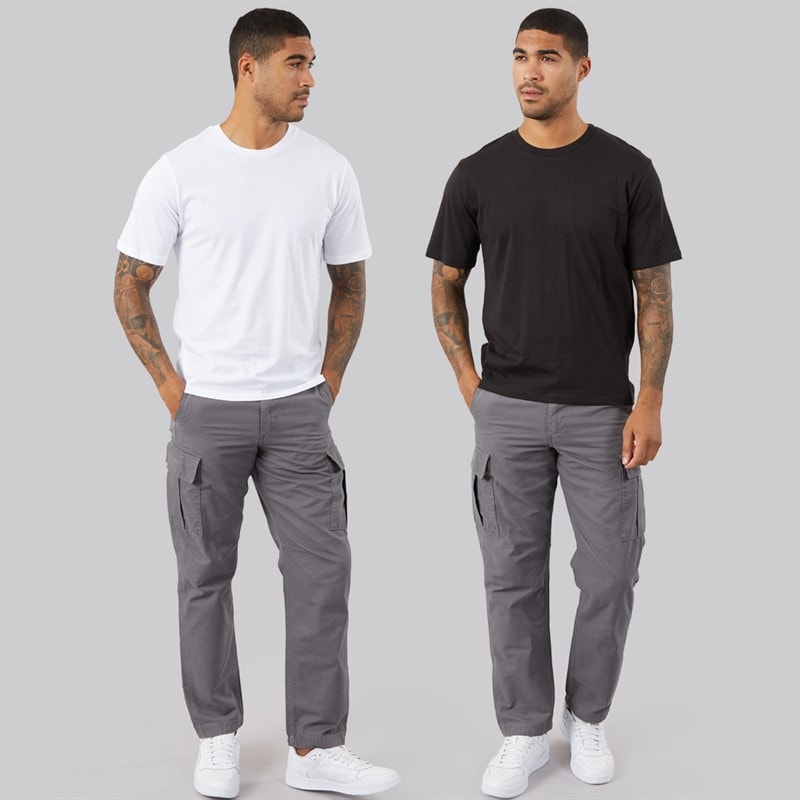 JACK & JONES Heren Carlo Print Set van 2 T-Shirts /Zwart Wit - Afbeelding 4