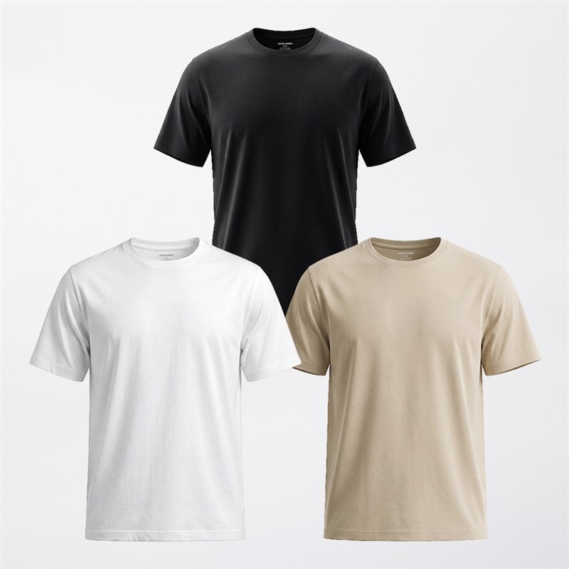 JACK & JONES Herren Sota Print 3er-Pack T Shirts /Weiß/Ecru Schwarz - Bild 2