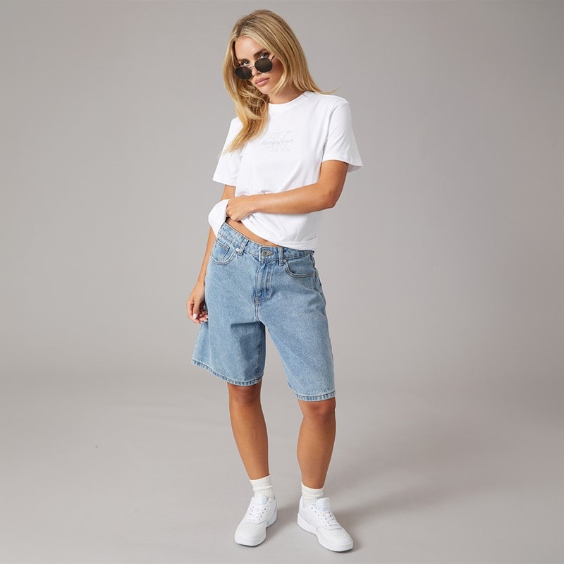 Calvin Klein Jeans Dames Clasic Monologo T-shirt Bright White - Afbeelding 4