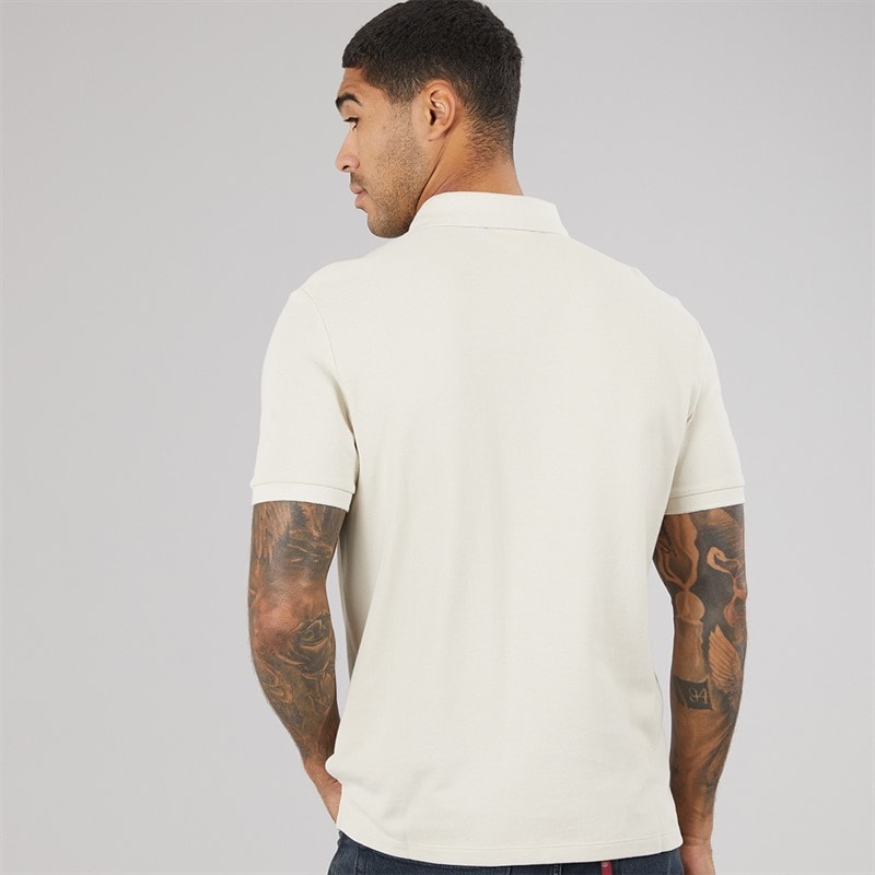 Calvin Klein Jeans Herren Kurzarm Monogramm Piqué Poloshirt Oatmeal - Bild 2