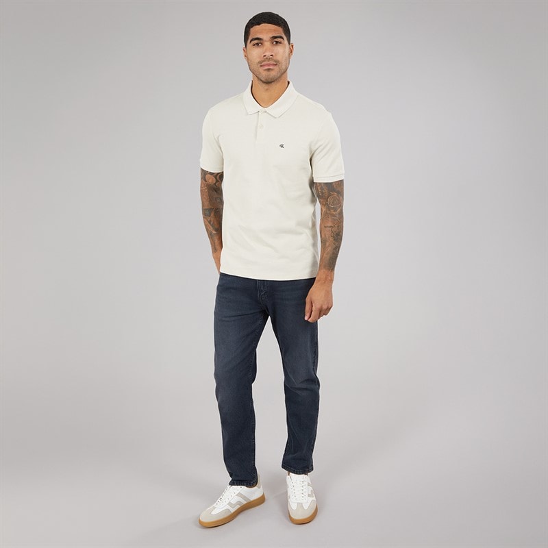 Calvin Klein Jeans Herren Kurzarm Monogramm Piqué Poloshirt Oatmeal - Bild 4