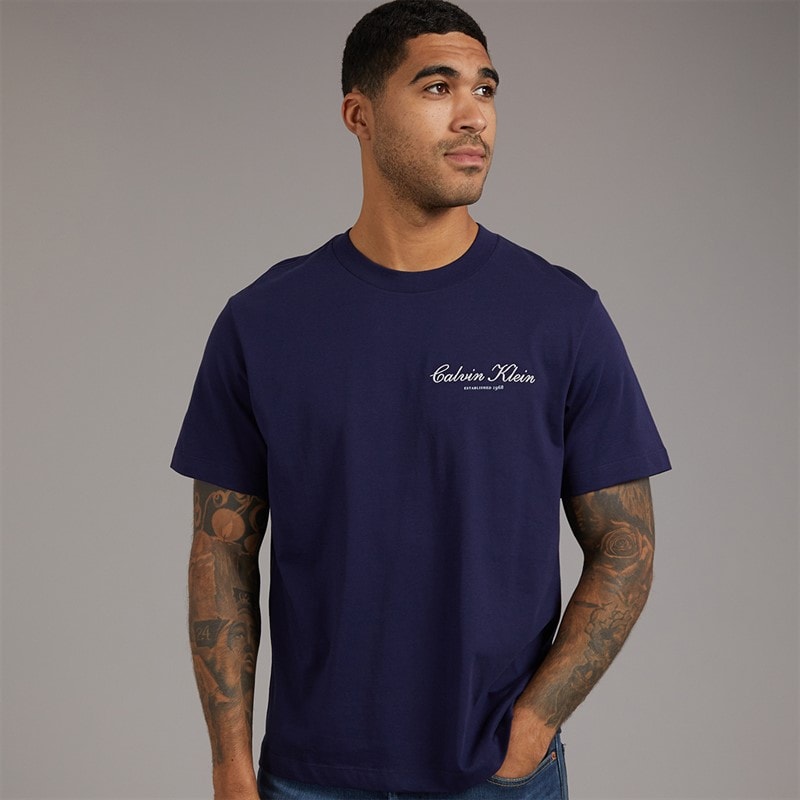 Calvin Klein Jeans T-shirt Homme avec logo brodé Evening Blue
