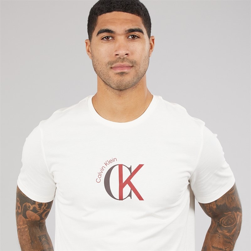 Calvin Klein Jeans T-shirt z graficznym z logo CKJ dla niego kolor White Greige – zdjęcie  3