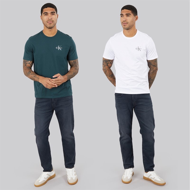 Calvin Klein Jeans T-shirts classiques Homme - Pacquet Double Bright White/Dark Teal - Image 4