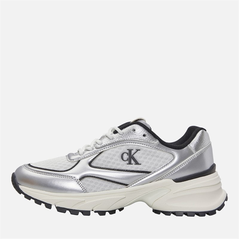 Calvin Klein Jeans Dames Hike Runner Sneakers Silver/Zwart/Bright White