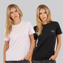 Calvin Klein Jeans Dames Monologo Set van 2 T-shirts Cradle Pink/Zwart