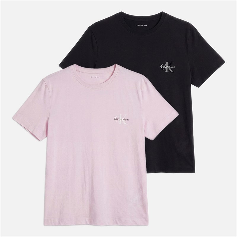 Calvin Klein Jeans Dames Monologo Set van 2 T-shirts Cradle Pink/Zwart