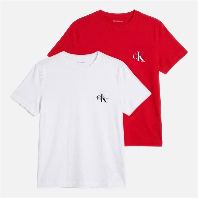 Calvin Klein Jeans Dames Logo Set van 2 T-shirts Adrenaline Rush/Brilliant White