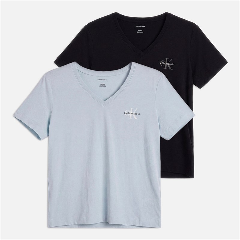 Calvin Klein Jeans Dames Monologo Set van 2 T-shirts Plein Air/Zwart