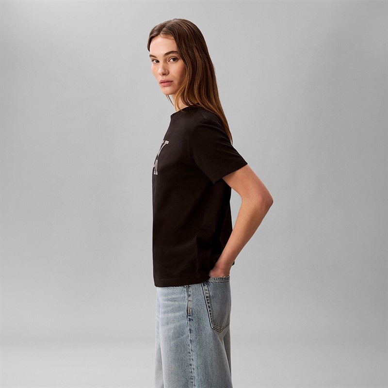 Calvin Klein Jeans Damen Klassisches T Shirt Schwarz - Bild 3
