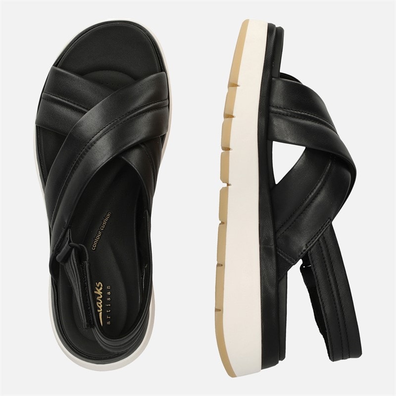Clarks Dames Premium Toscaanse Kruis Sandalen Black Leather - Afbeelding 4