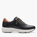 Clarks Dames Tivoli D-Fit Zijrits Sneakers Zwart