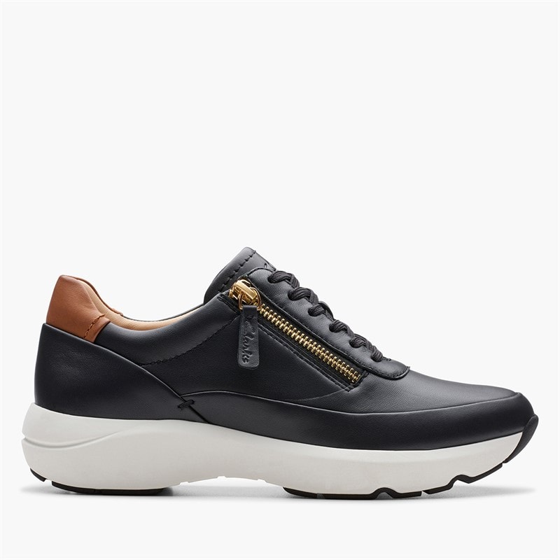 Clarks Dames Tivoli D-Fit Zijrits Sneakers Zwart