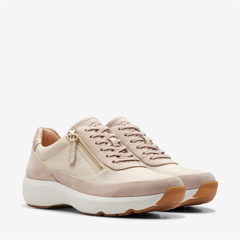 Clarks Premium Dames Tivoli Rits Zijkant Sneakers 1242 Sand Combi - Afbeelding 2
