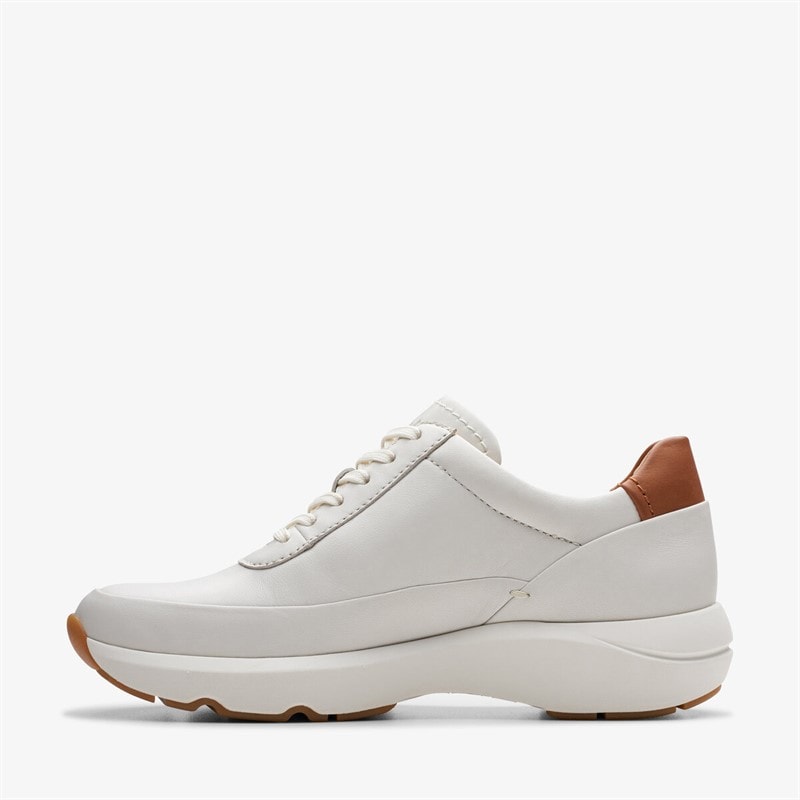 Clarks Premium Dames Tivoli Rits Zijkant Sneakers 1238 Off wit Lea - Afbeelding 3