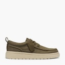Clarks Herren Polden Moc Schuhe Olive Canvas
