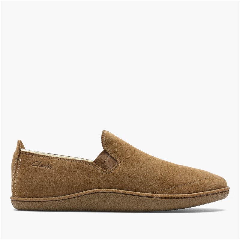 Clarks Herren Haus Mokassin Hausschuhe Tan Suede