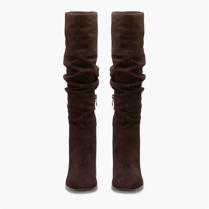 Clarks Bottes Hautes Femme Freva 85 Slouch Dark Brown Suede - Image 2