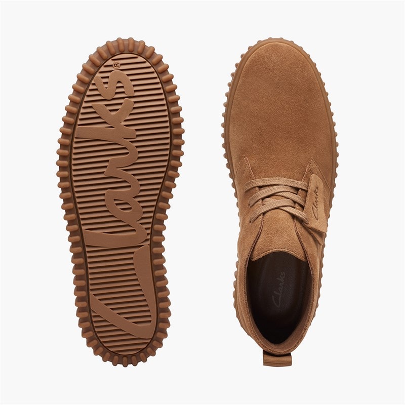 Clarks Torhill Desert buty za kostkę dla niego kolor Cognac Suede – zdjęcie  5