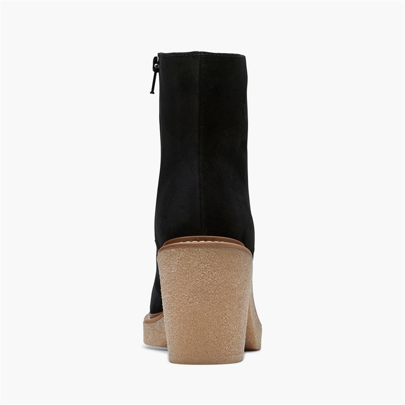Clarks Złote botki na obcasie dla niej kolor Black Suede – zdjęcie  4