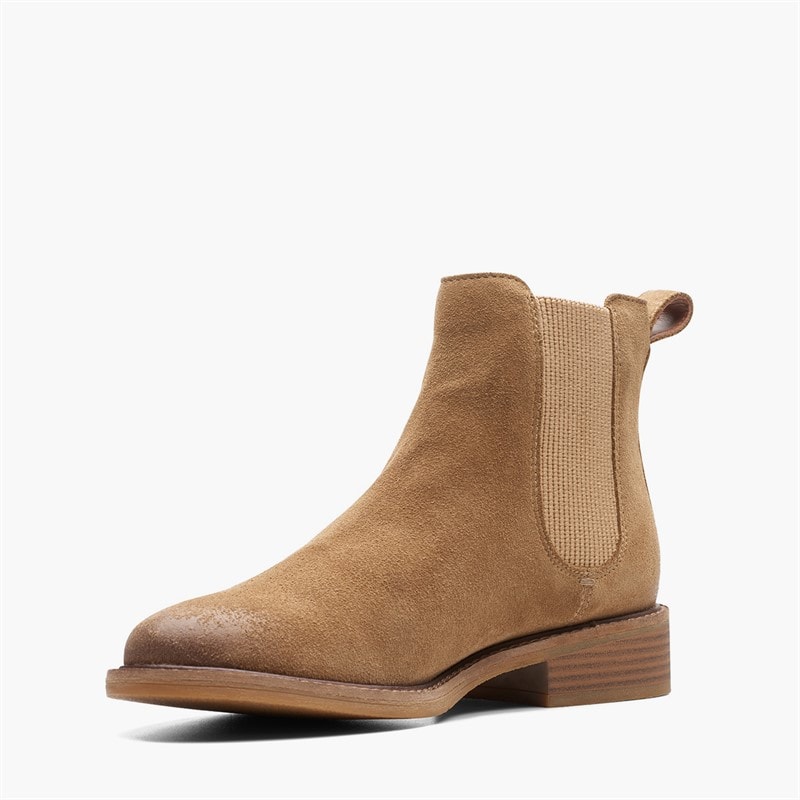 Clarks Dames Eau de Cologne Arlo 2 Chelsea Laarzen Dark Sand Suede - Afbeelding 4