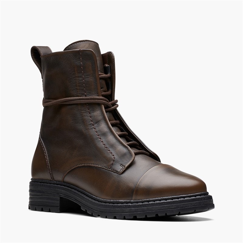 Clarks Rixley Lace Up buty dla niej kolor Dark Brown Leather – zdjęcie  2
