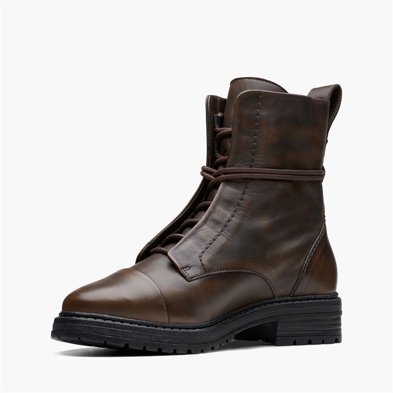 Clarks Rixley Lace Up buty dla niej kolor Dark Brown Leather – zdjęcie  4