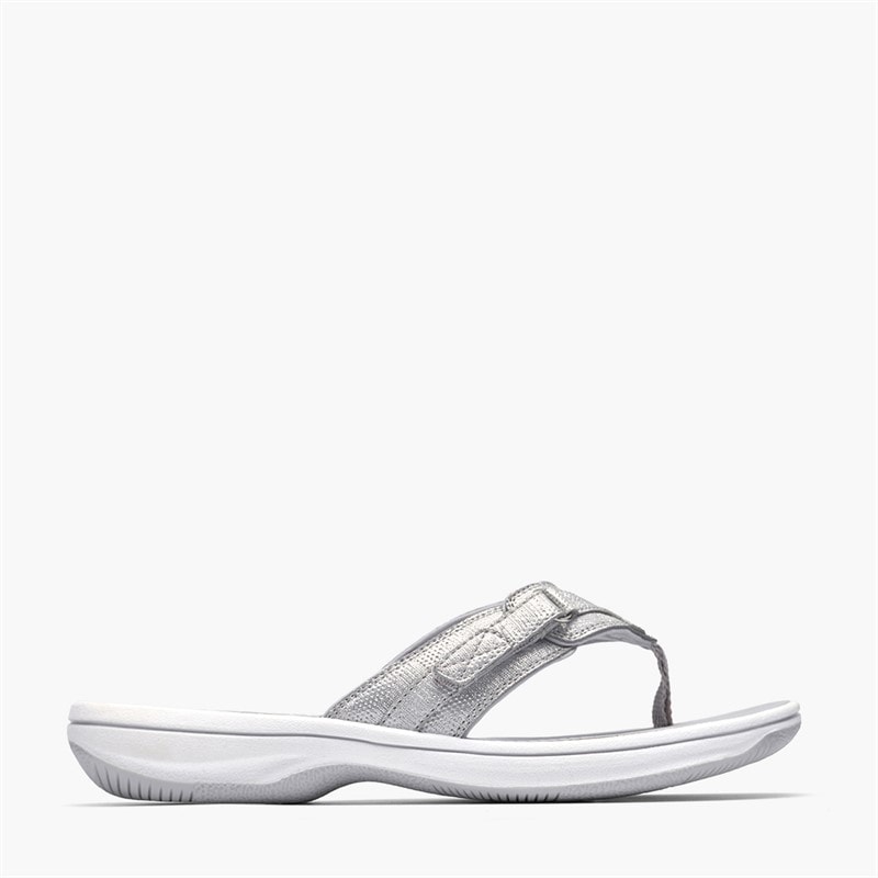 Clarks Dames Brinkley Sea Slippers Silver Metallic