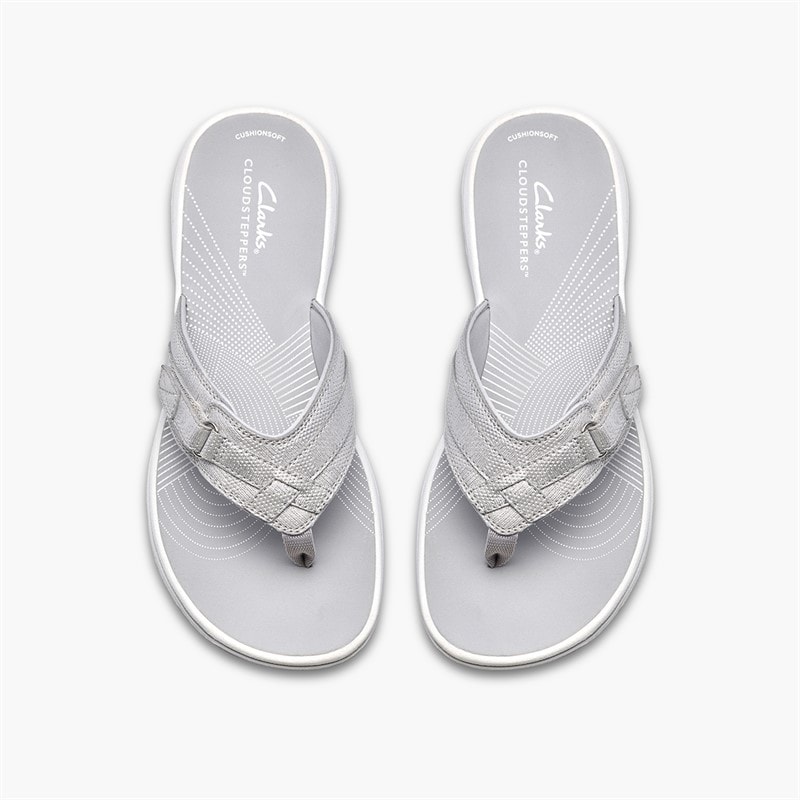 Clarks Sea klapki dla niej kolor Silver Metallic – zdjęcie  2