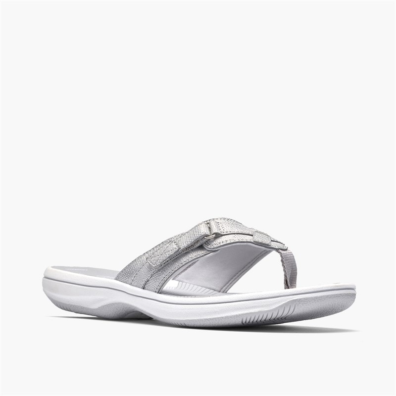 Clarks Sea klapki dla niej kolor Silver Metallic – zdjęcie  4