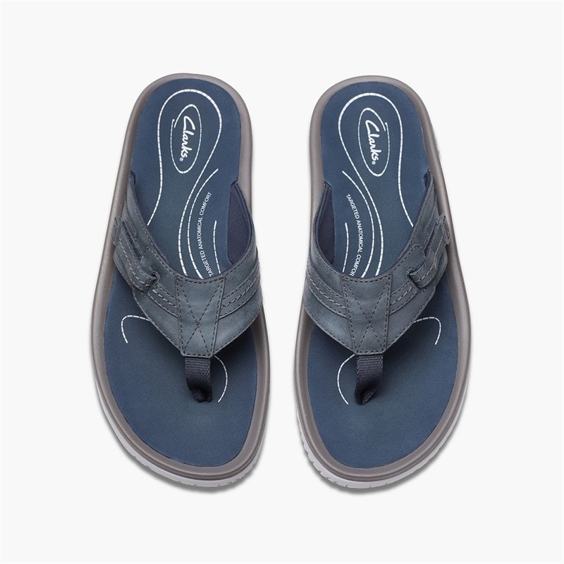 Clarks Herren Wesley Sun Sandalen Navy Leather - Bild 2