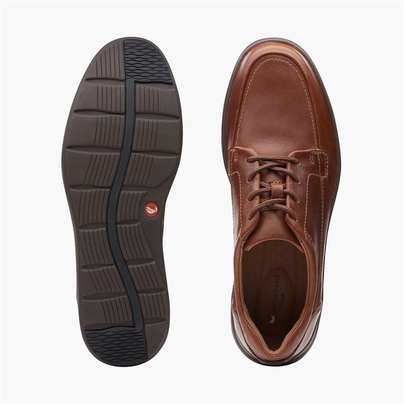 Clarks Heren Un Abode Ease Schoenen Dark Tan Leather - Afbeelding 5