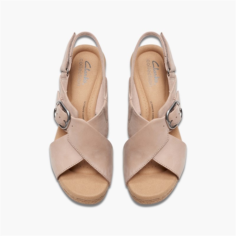 Clarks Dames Giselle Dove Wedge Sandalen Sand Nubuck - Afbeelding 2