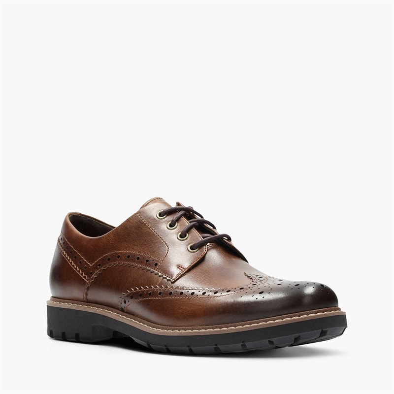 Clarks Heren Batcombe Wing Brogue Schoenen Dark Tan Leather - Afbeelding 2