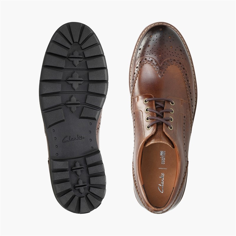 Clarks Heren Batcombe Wing Brogue Schoenen Dark Tan Leather - Afbeelding 3