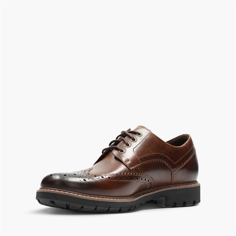 Clarks Heren Batcombe Wing Brogue Schoenen Dark Tan Leather - Afbeelding 4