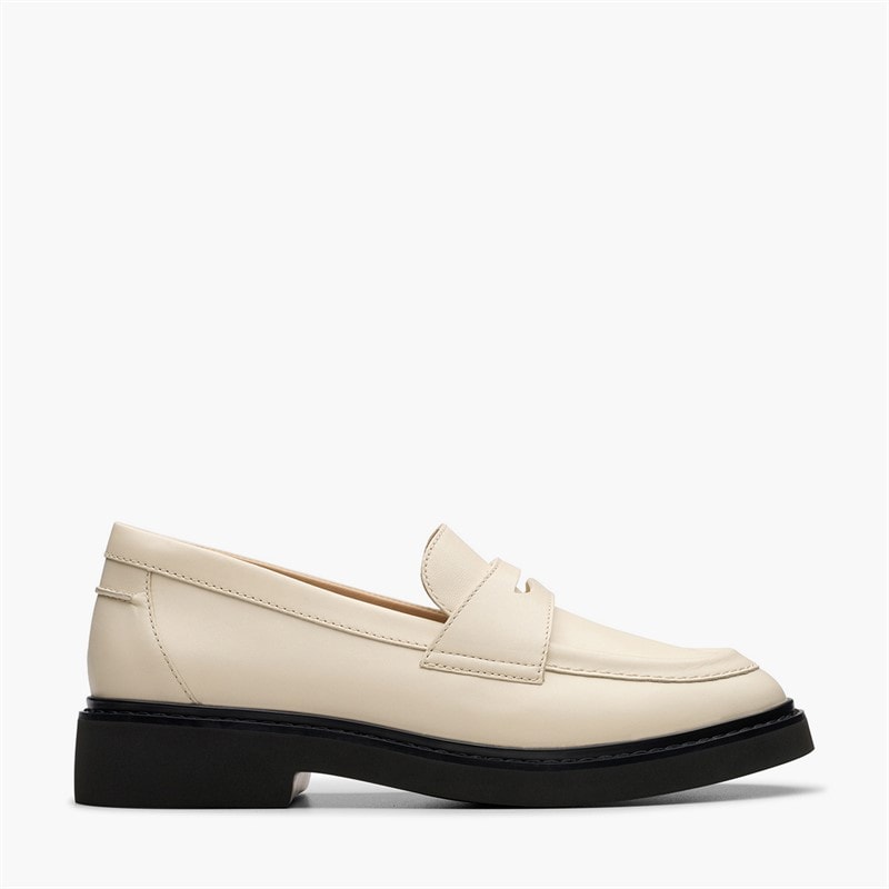Clarks Dames Splend Rand Instappers Cream Leather