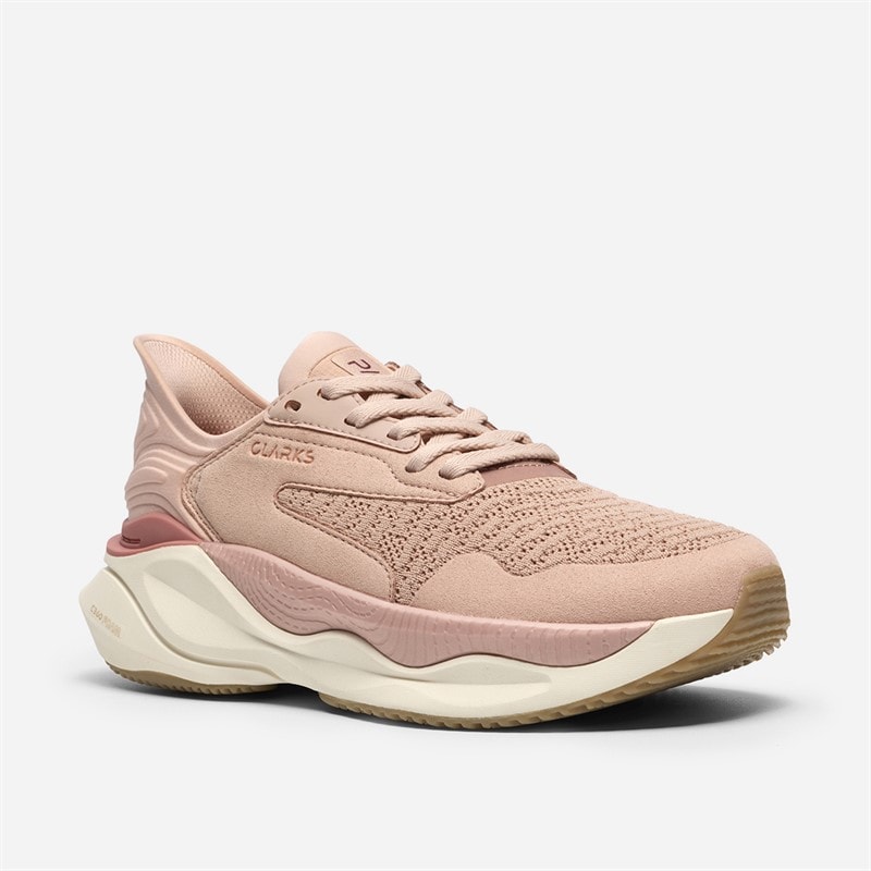 Clarks Femme Pace Baskets Pink Combi - Image 4
