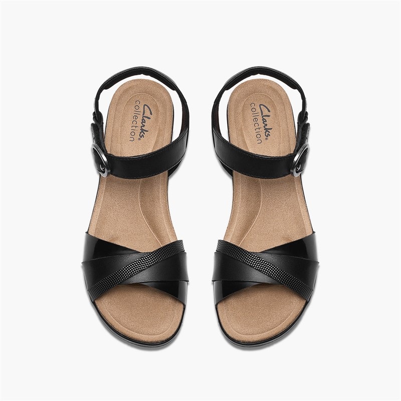 Clarks Kacha Twist sandały dla niej kolor Black Leather – zdjęcie  2