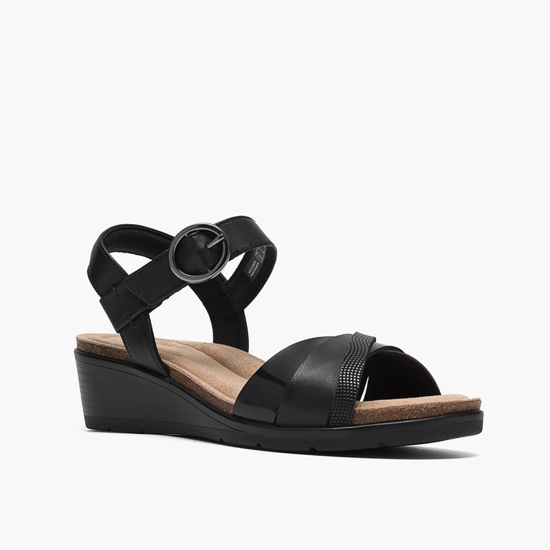 Clarks Kacha Twist sandały dla niej kolor Black Leather – zdjęcie  4