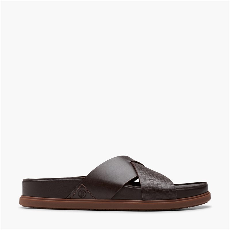 Clarks Heren Torford Kruisband Sandalen Brown Leather