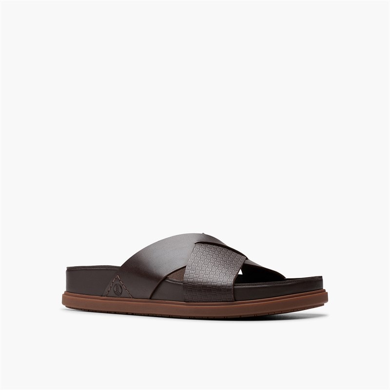 Clarks Heren Torford Kruisband Sandalen Brown Leather - Afbeelding 2