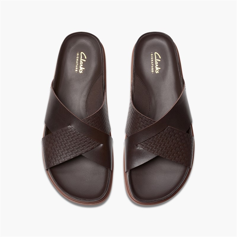 Clarks Heren Torford Kruisband Sandalen Brown Leather - Afbeelding 4