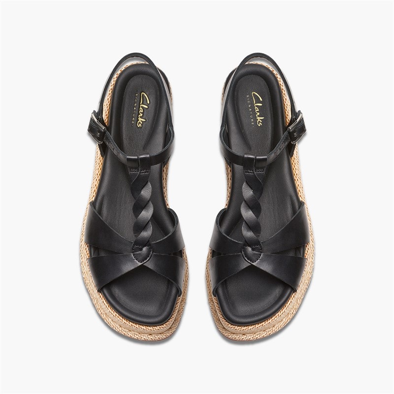 Clarks Dames Calenne Lily Sleehak Sandalen Black Leather - Afbeelding 2