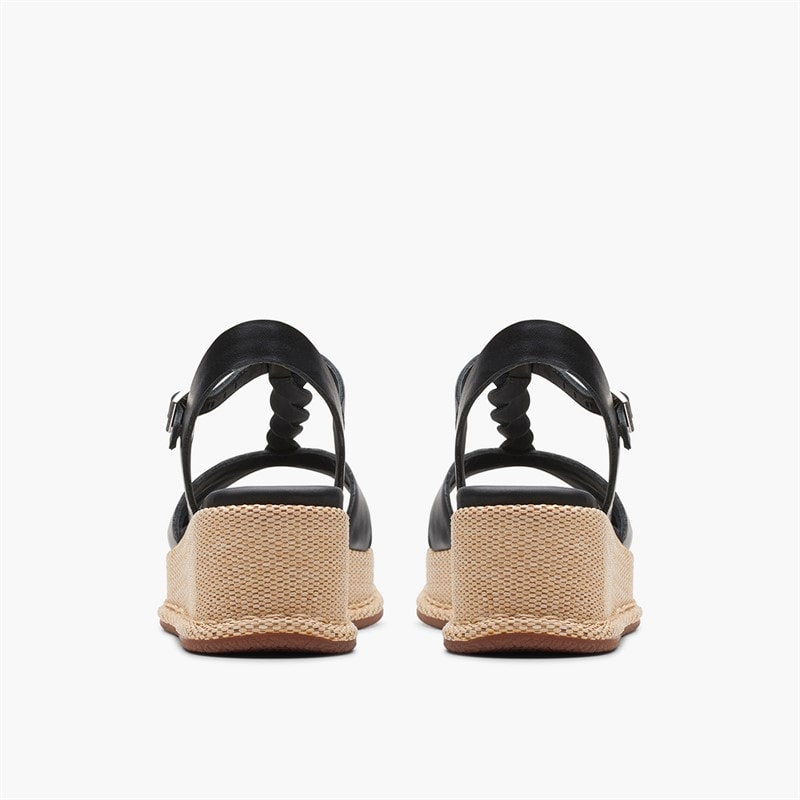 Clarks Dames Calenne Lily Sleehak Sandalen Black Leather - Afbeelding 5