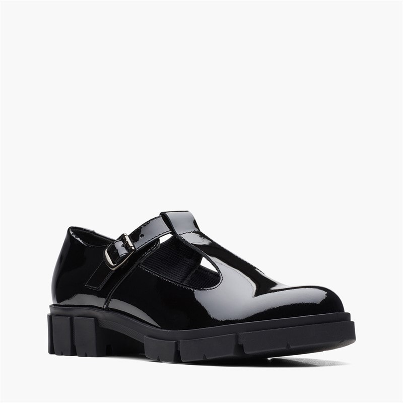 Clarks Chaussures Teala T-Bar Femme Black Patent - Image 2
