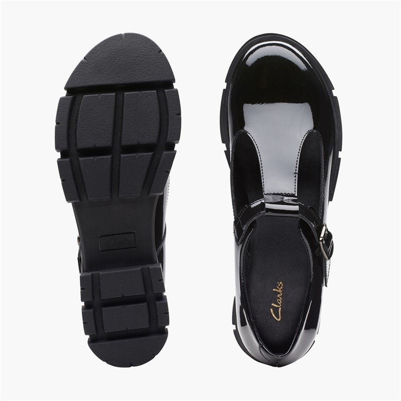 Clarks Chaussures Teala T-Bar Femme Black Patent - Image 3
