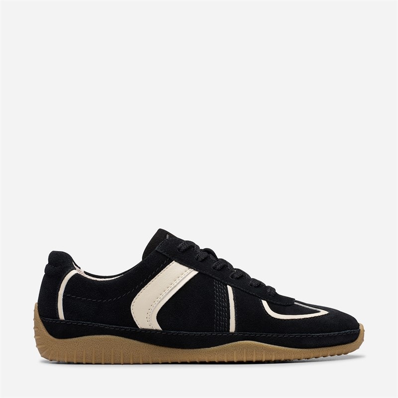 Clarks Dames Meridor Lage Profiel Sneakers Black Combi Sde