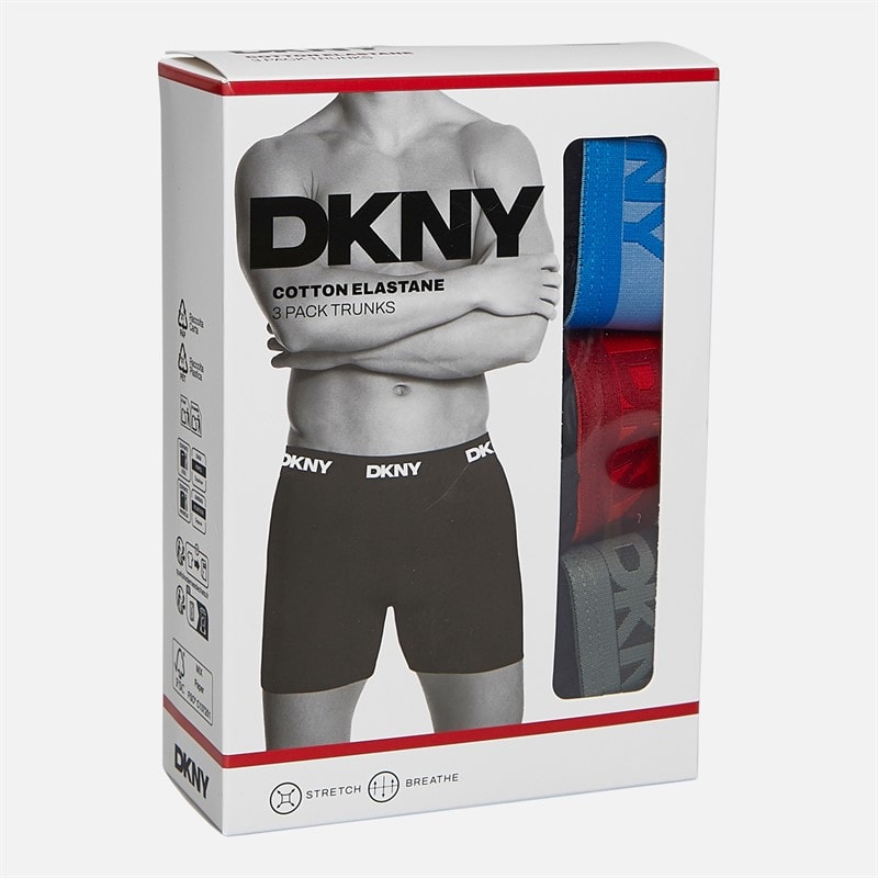DKNY Heren Ajo Drie Pak Medium Boxer Trunks Zwart/Blauw/Rood/Military - Afbeelding 2