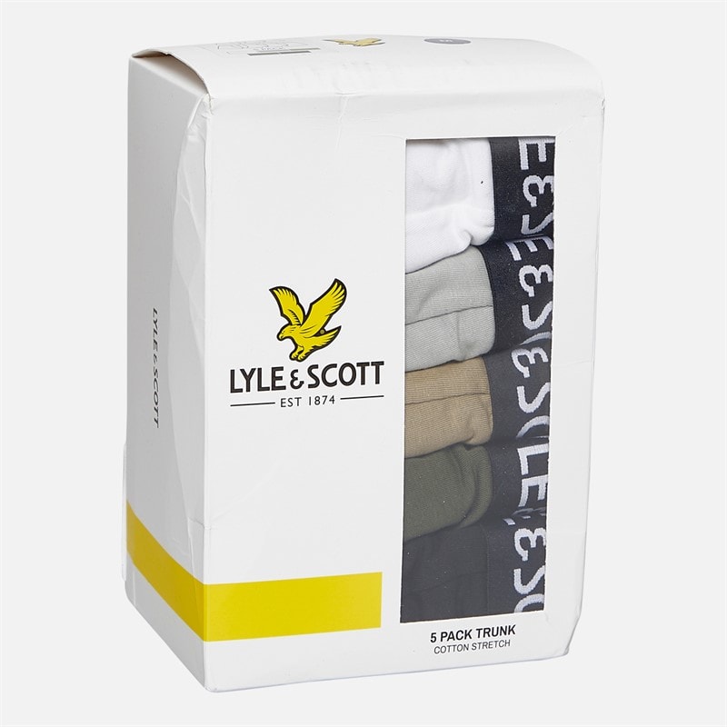 Lyle And Scott Vintage Heren Miller Vijf Pack Boxer Broekjes Bright White/Mirage Grey/Silver Sage/Beetle/Zwart - Afbeelding 2